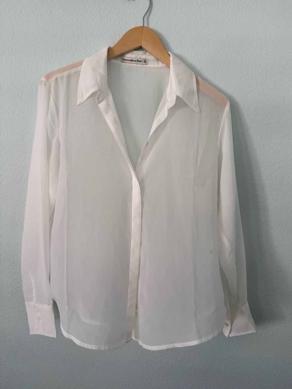 Abercrombie & Fitch White Sheer Button-Down Shirt